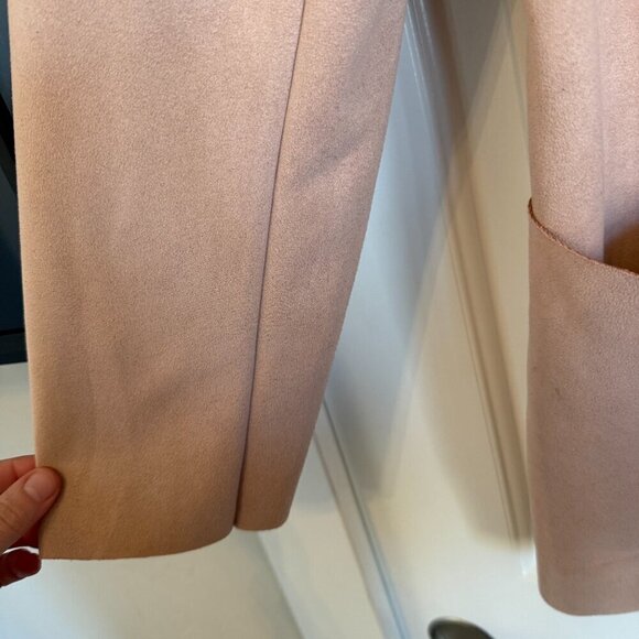 FAUX SUEDE dusty rose pink long open front blazer women's L - Picture 6 of 9